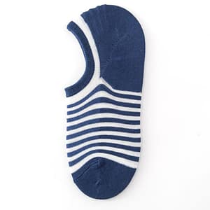 Cotton Mens Navy Stripe Shoe Liner Socks