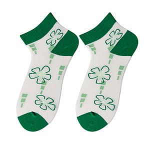 Green Flower Pattern Short Socks For Women