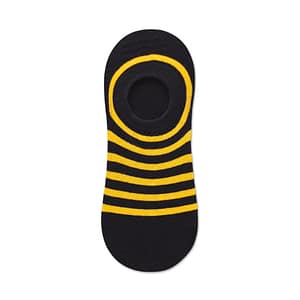 Mens Yellow Stripe Black No Show Socks