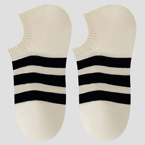 White Black Mens Striped Socks No Show