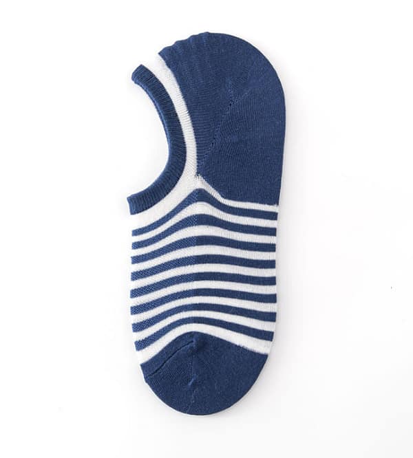 Cotton Mens Navy Stripe Shoe Liner Socks 2